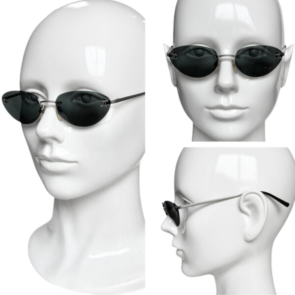 Chanel Rimless Logo Sunglasses in Black / Silver - Image 4