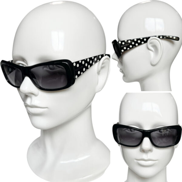 Miu Miu Logo Polka Dot Sunglasses in Black / White - Image 4