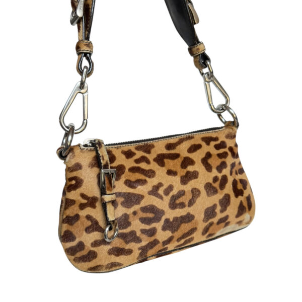 Prada Leopard Print Calfskin Shoulder Bag in Brown / Silver - Image 4