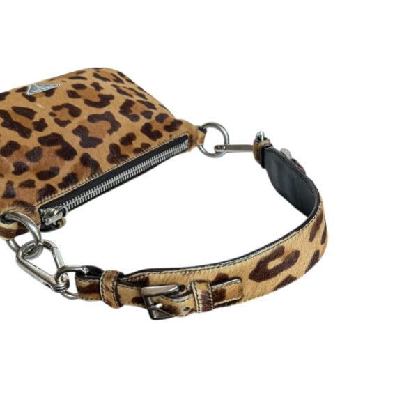 Prada Leopard Print Calfskin Shoulder Bag in Brown / Silver - Image 5
