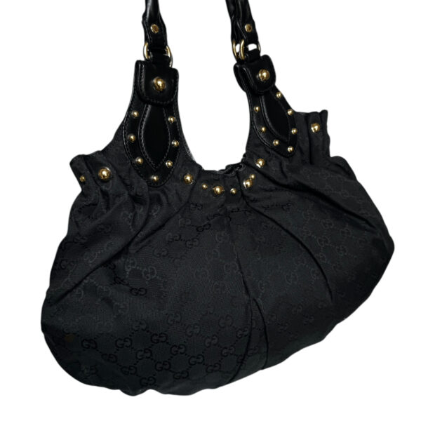 Gucci Monogram Studded Pelham Hobo Shoulder Bag in Black / Gold - Image 2