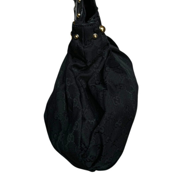 Gucci Monogram Studded Pelham Hobo Shoulder Bag in Black / Gold - Image 3