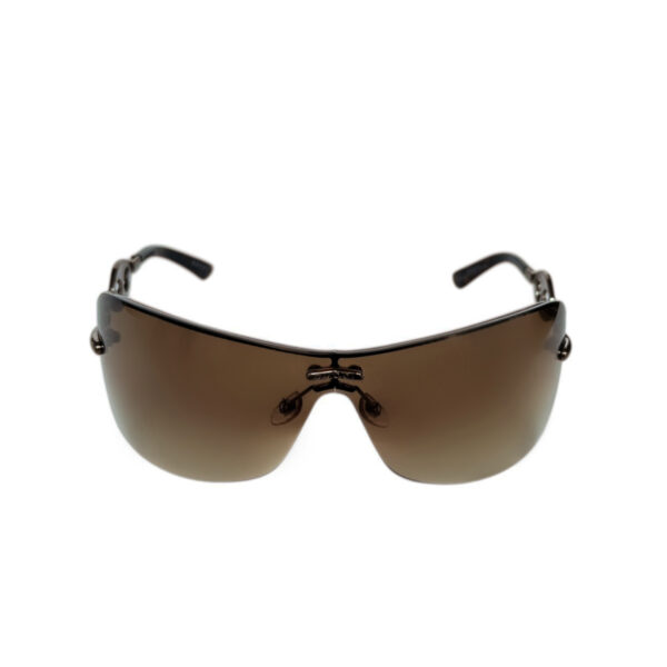 Gucci Chain Logo Rimless Wraparound Sunglasses in Brown - Image 2
