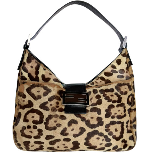 Vintage Fendi Leopard Print Calfskin Shoulder Baguette Bag | NITRYL