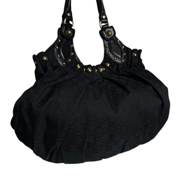 Gucci Monogram Studded Pelham Hobo Shoulder Bag in Black / Gold - Image 4