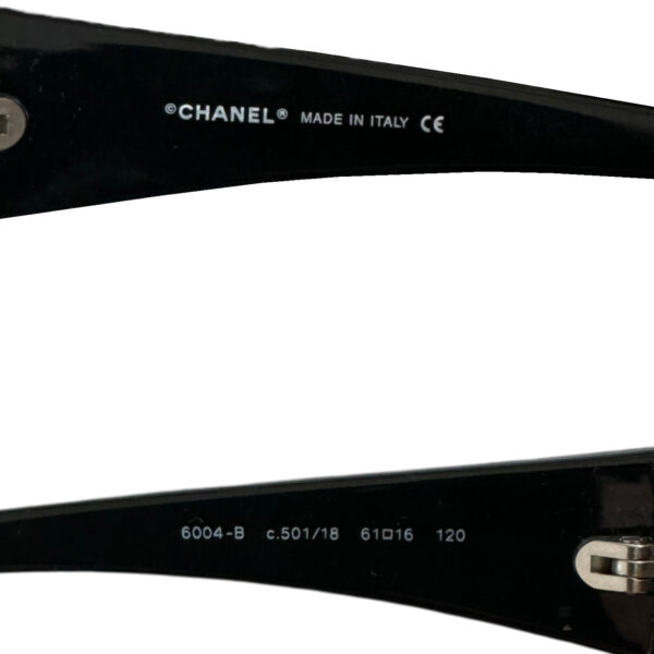 Chanel Diamante Logo Wraparound Sunglasses in Black / Yellow - Green - Image 3