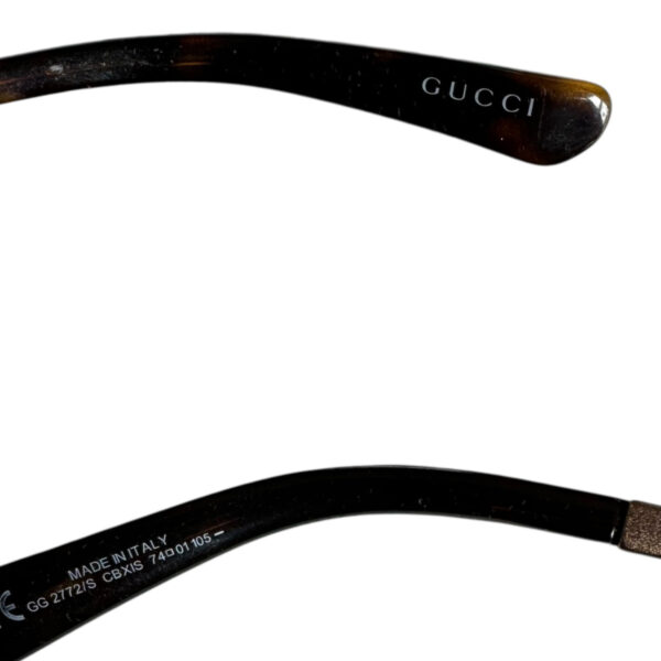 Gucci Chain Logo Rimless Wraparound Sunglasses in Brown - Image 3