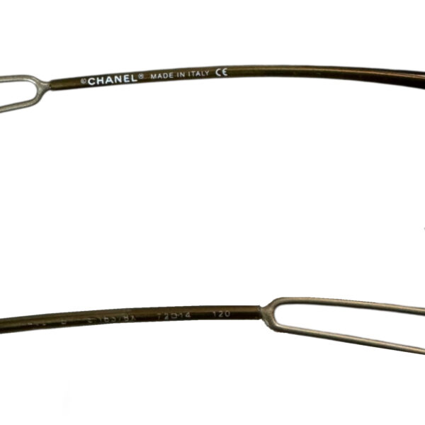Chanel Diamante Logo Rimless Wraparound Sunglasses in Khaki Green - Image 3