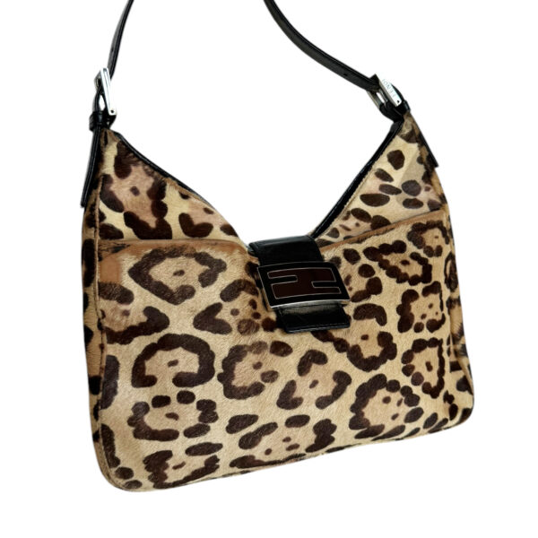 Fendi Leopard Print Calfskin Shoulder Baguette Bag - Image 2