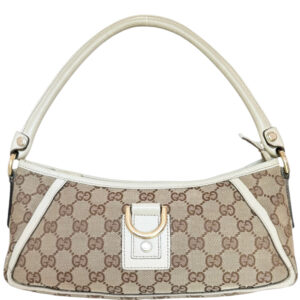 Vintage Gucci Monogram D Ring Shoulder Bag in Beige / Cream / Gold | NITRYL