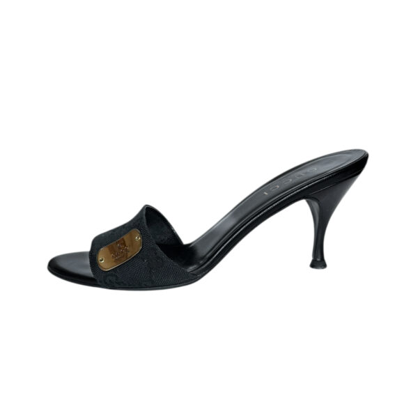 Gucci Monogram Logo Heels in Black / Gold UK 4.5 - Image 2