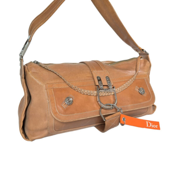 Dior Flight XL Leather Shoulder Bag in Tan Brown / Silver - Image 2