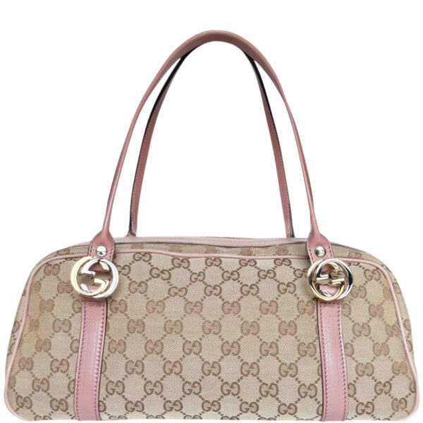 Vintage Gucci Monogram Logo Shoulder Bag in Beige / Pink | NITRYL