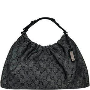 Vintage Gucci Monogram Ruched Shoulder Bag in Dark Grey / Black | NITRYL