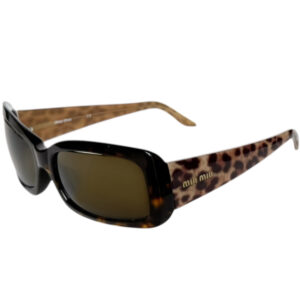 Vintage Miu Miu Logo Leopard Print Chunky Sunglasses in Brown / Gold | NITRYL