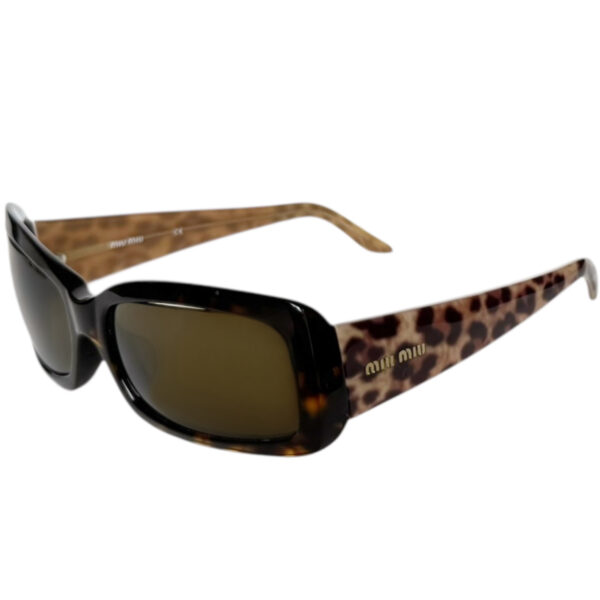 Vintage Miu Miu Logo Leopard Print Chunky Sunglasses in Brown / Gold | NITRYL