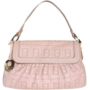 Vintage Fendi Monogram Leather Chef Shoulder Bag in Baby Pink / Gold | NITRYL