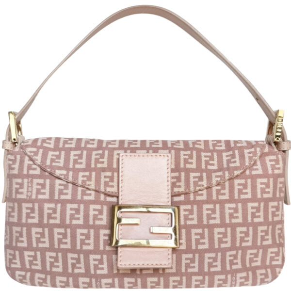 Vintage Fendi Monogram Shoulder Baguette Bag in Dusty Pink / Gold | NITRYL
