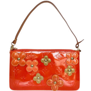 Vintage Louis Vuitton Monogram Flower Vernis Pochette Shoulder Bag in Orange / Gold | NITRYL