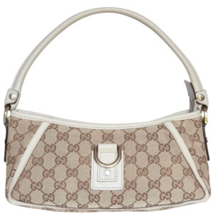 Vintage Gucci Monogram D Ring Shoulder Bag in Beige / Cream / Gold | NITRYL
