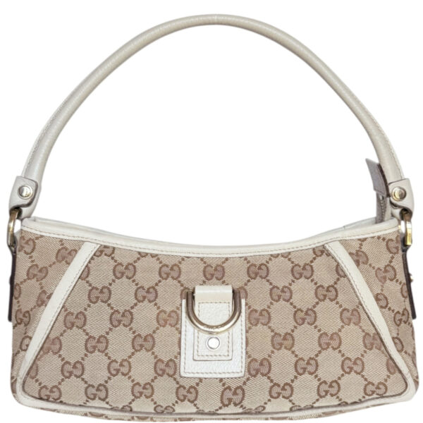 Vintage Gucci Monogram D Ring Shoulder Bag in Beige / Cream / Gold | NITRYL