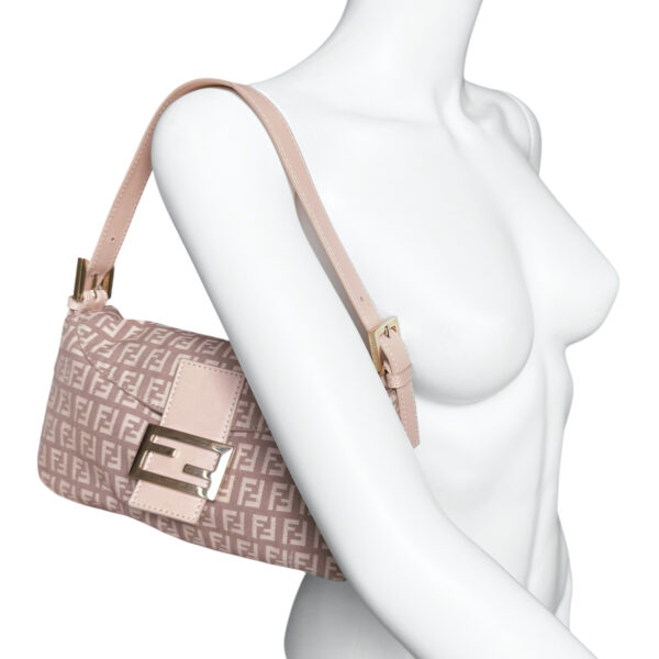Fendi Monogram Shoulder Baguette Bag in Dusty Pink / Gold - Image 9