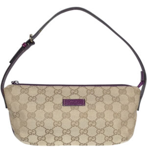 Vintage Gucci Monogram Pochette Shoulder Bag in Beige / Purple / Gold | NITRYL