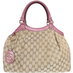 Vintage Gucci Monogram Sukey Hobo Shoulder Bag in Beige / Pink / Gold | NITRYL