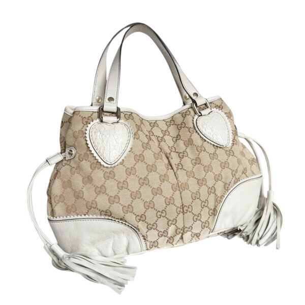 Gucci Monogram Tribeca Tassel Shoulder Bag in Beige / Off-White / Gold - Image 2