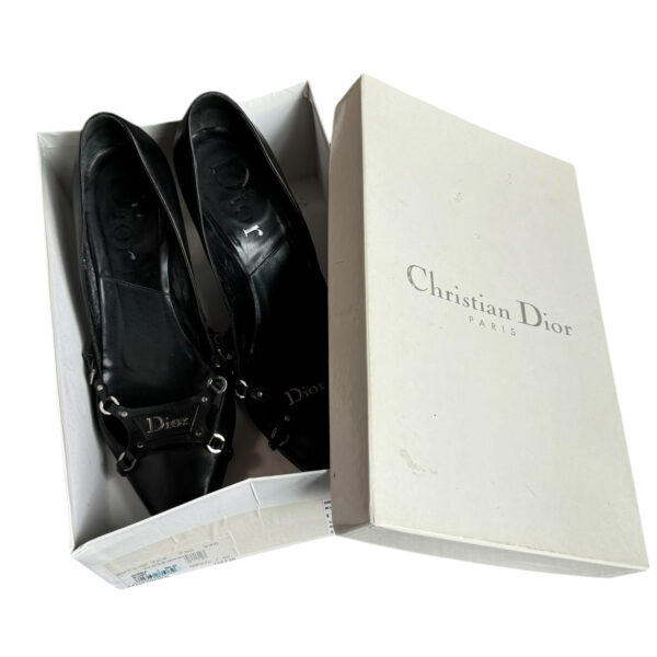 Dior Bondage Logo Leather Heels in Black / Silver UK 6 - Image 6