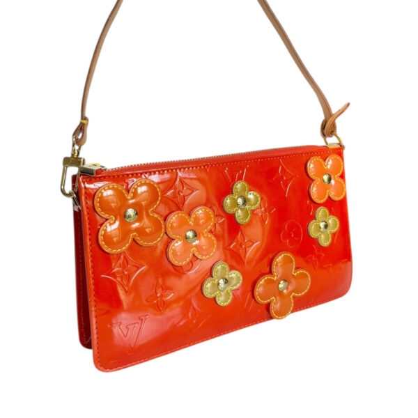 Louis Vuitton Monogram Flower Vernis Pochette Shoulder Bag in Orange / Gold - Image 2