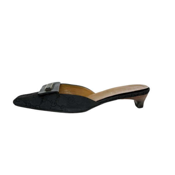 Gucci Monogram Logo Mule Heels in Black / Gold UK 4 - Image 2