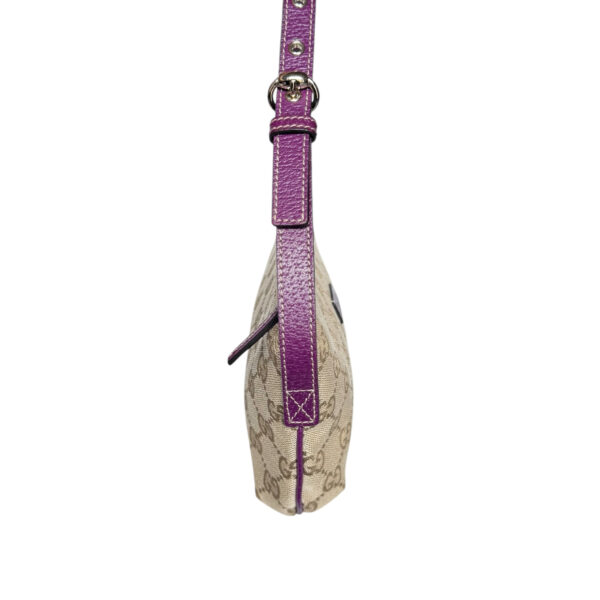 Gucci Monogram Pochette Shoulder Bag in Beige / Purple / Gold - Image 3
