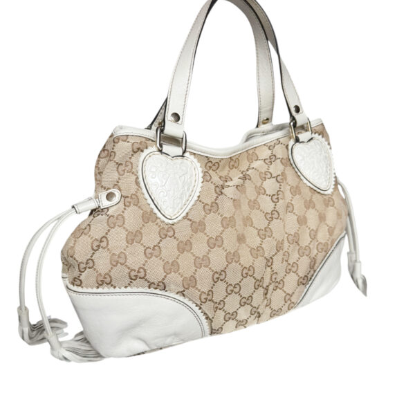 Gucci Monogram Tribeca Tassel Shoulder Bag in Beige / Off-White / Gold - Image 4