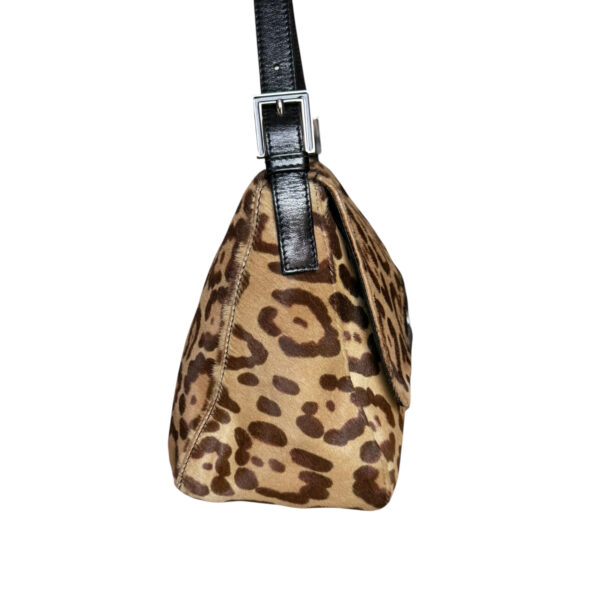 Fendi Leopard Print Calfskin Shoulder Mamma Baguette Bag in Brown / Black - Image 3