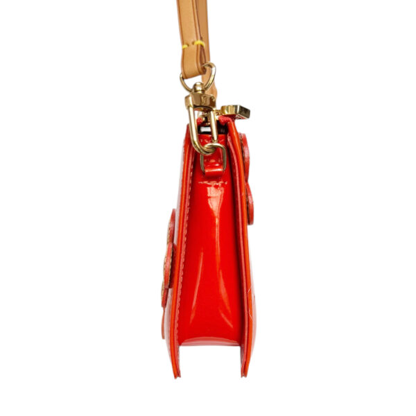 Louis Vuitton Monogram Flower Vernis Pochette Shoulder Bag in Orange / Gold - Image 3