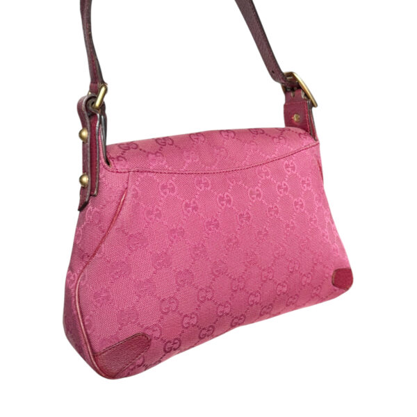 Gucci Monogram Horsebit Shoulder Bag in Magenta Pink / Gold - Image 4