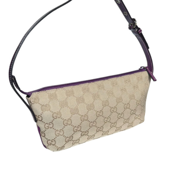Gucci Monogram Pochette Shoulder Bag in Beige / Purple / Gold - Image 4