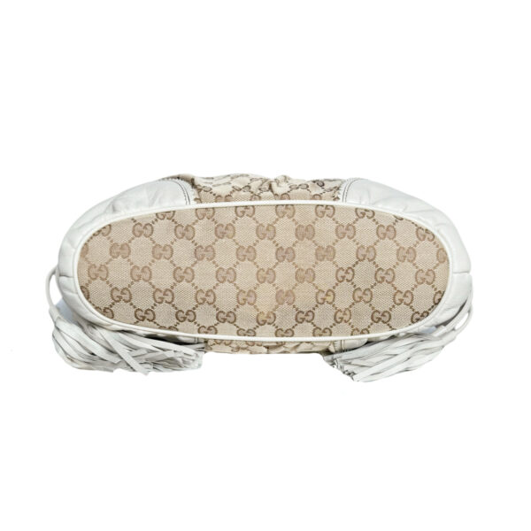 Gucci Monogram Tribeca Tassel Shoulder Bag in Beige / Off-White / Gold - Image 5