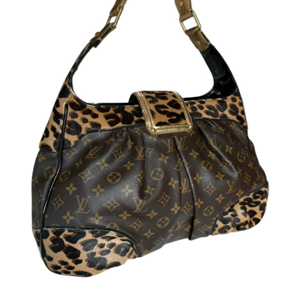 Louis Vuitton Polly Monogram Leopard Print Calfskin Shoulder Bag in Brown / Gold - Image 4