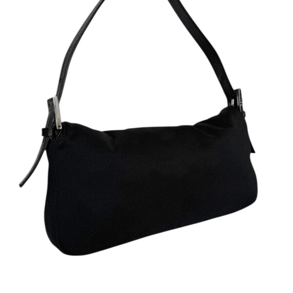 Fendi Silk Jersey Shoulder Baguette Bag in Black / Silver - Image 4