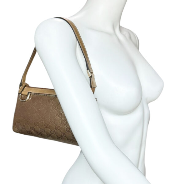Gucci Monogram PVC D Ring Pochette Mini Shoulder Bag in Metallic Gold - Image 9