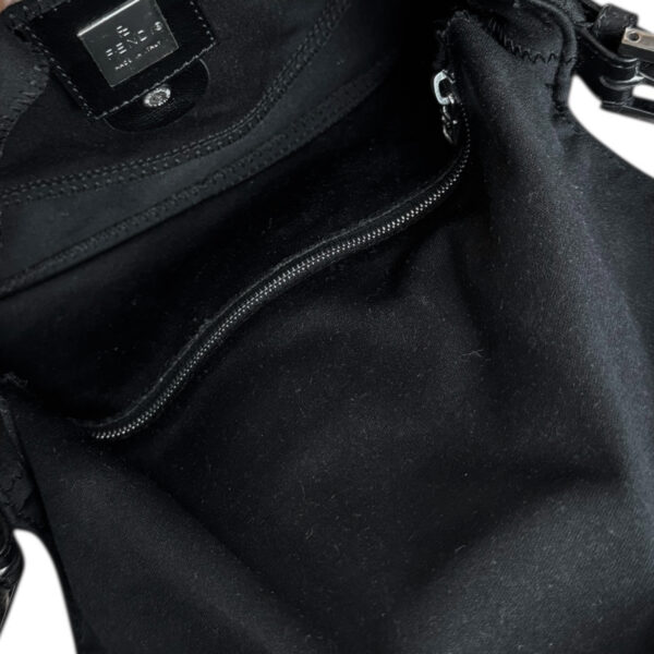 Fendi Silk Jersey Shoulder Baguette Bag in Black / Silver - Image 6