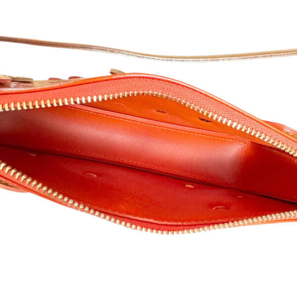 Louis Vuitton Monogram Flower Vernis Pochette Shoulder Bag in Orange / Gold - Image 6