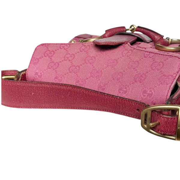 Gucci Monogram Horsebit Shoulder Bag in Magenta Pink / Gold - Image 7
