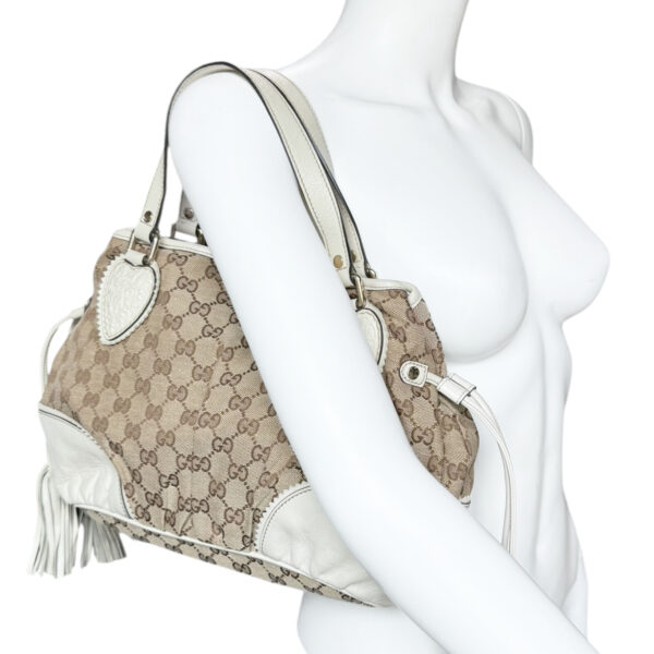 Gucci Monogram Tribeca Tassel Shoulder Bag in Beige / Off-White / Gold - Image 8