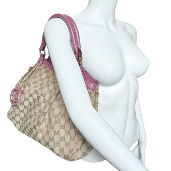 Gucci Monogram Sukey Hobo Shoulder Bag in Beige / Pink / Gold - Image 7