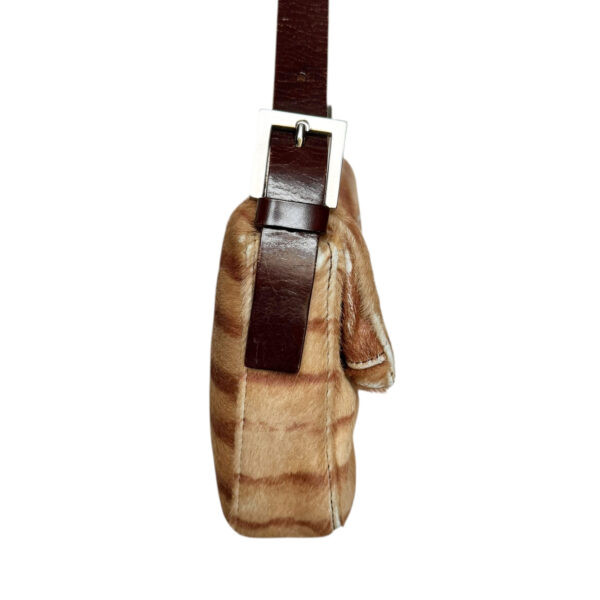 Fendi Striped Calfskin Shoulder Baguette Bag in Tan / Brown / Silver - Image 3
