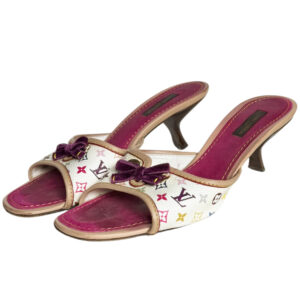 Vintage Louis Vuitton Monogram Bow Heels in White / Multicolour UK 4 | NITRYL