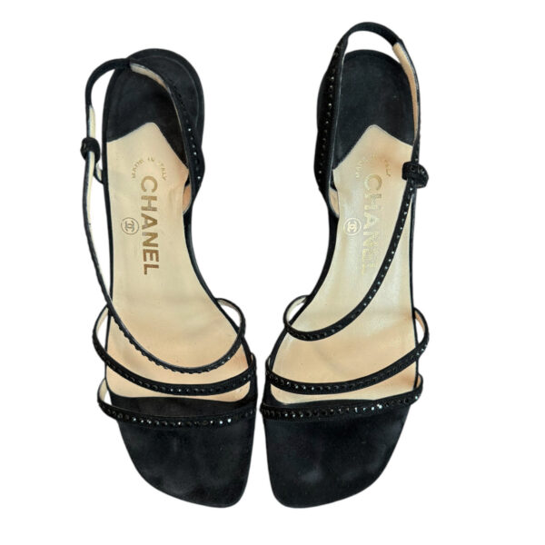 Chanel Diamante Logo Strappy Heels in Black UK 4.5 - Image 3